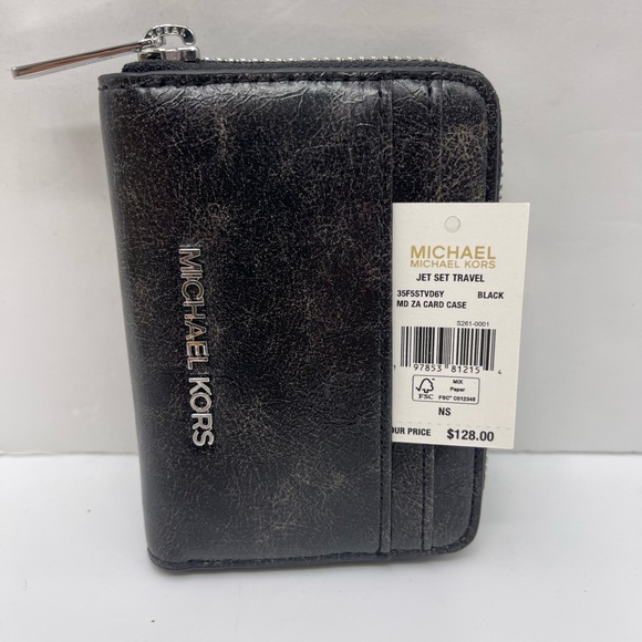 MICHAEL KORS Jet Set Medium Distressed Zip Around Card Case
Black 
NWT - Picture 10 of 16